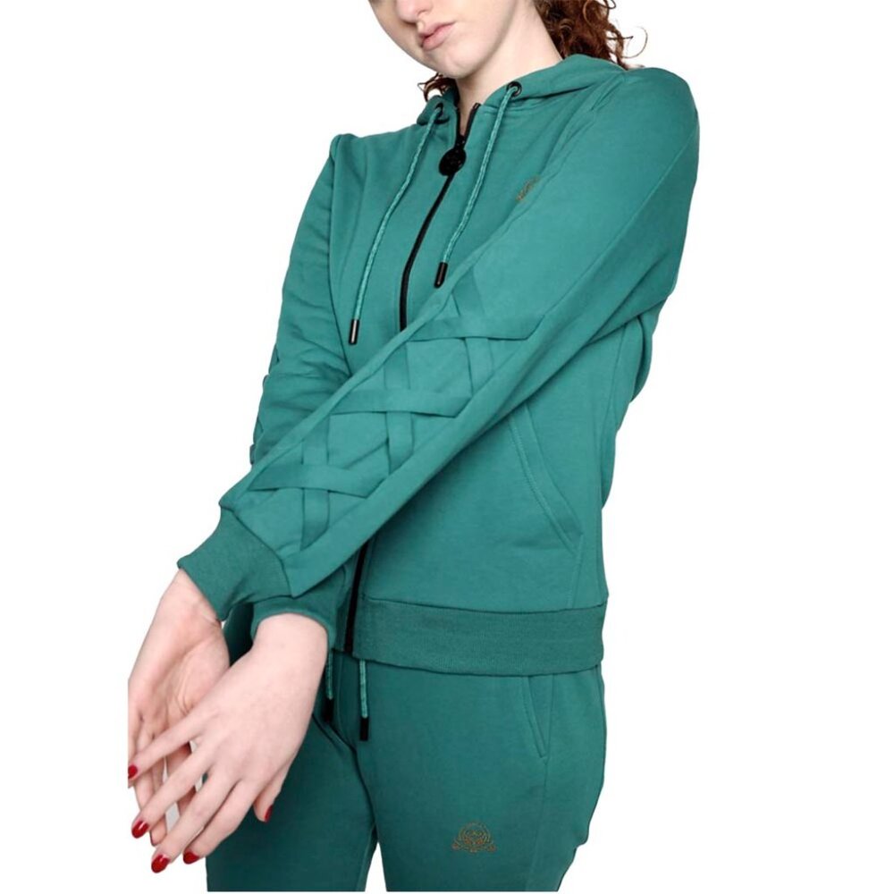 LATTICE SLEEVES HOODIE (TEAL GREEN)
